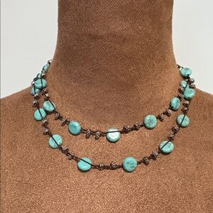 Lucky Brand - Elegant Turquoise and Silver Beaded Necklace
